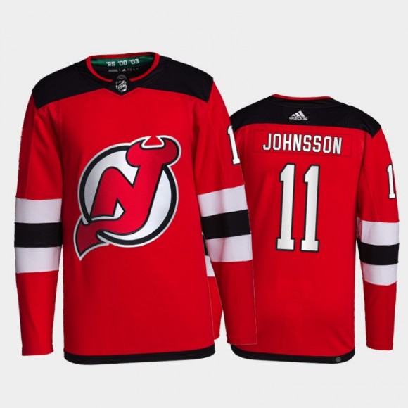 2021-22 New Jersey Devils Andreas Johnsson Primegreen Authentic Jersey Red Home Uniform
