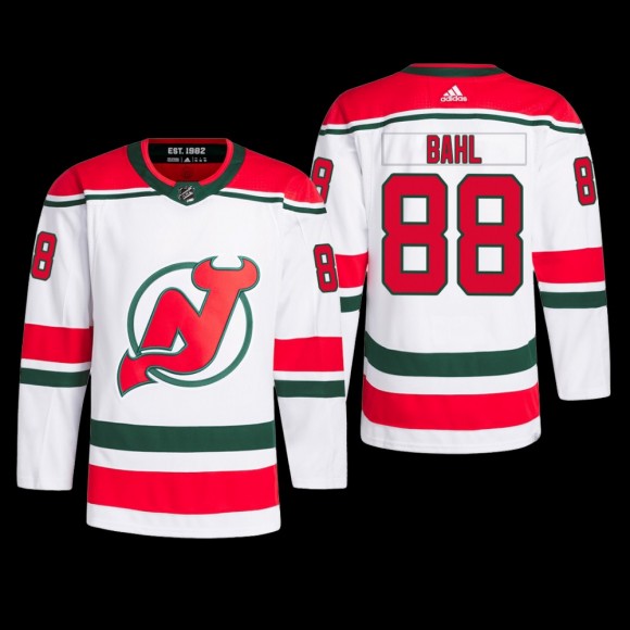 New Jersey Devils Kevin Bahl 2022-23 Heritage Jersey Primegreen White Authentic Pro Uniform