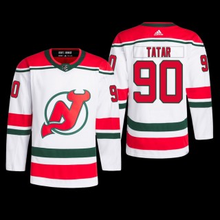 New Jersey Devils Tomas Tatar 2022-23 Heritage Jersey Primegreen White Authentic Pro Uniform