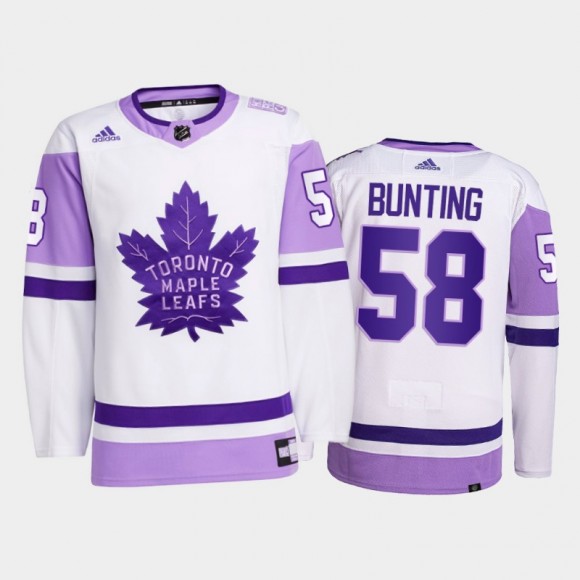 Michael Bunting 2021 HockeyFightsCancer Jersey Toronto Maple Leafs White Primegreen